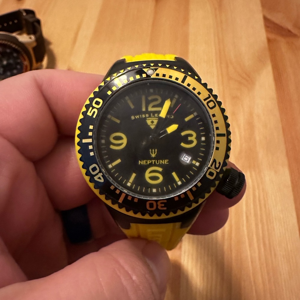 Swiss Legend 40mm. Yellow silicone and Black dial with Yellow details. (No box)